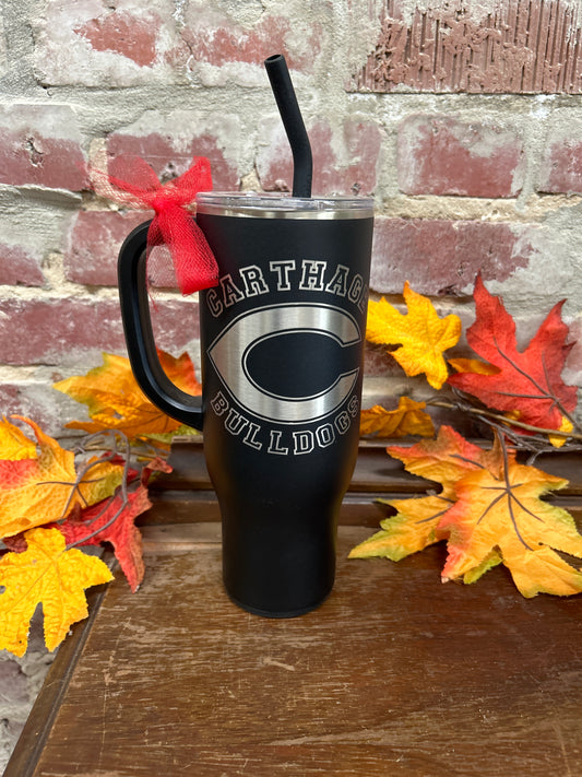 Black Carthage Bulldogs 30oz Mega Mug